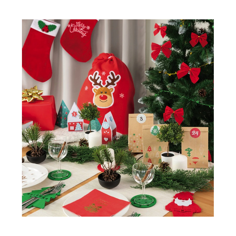 Bows for Christmas tree and gifts - red, 12 cm, 3 pcs.