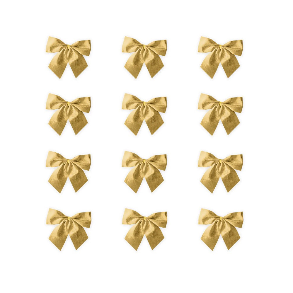 Bows for Christmas tree and gifts - gold, 5 cm, 12 pcs.