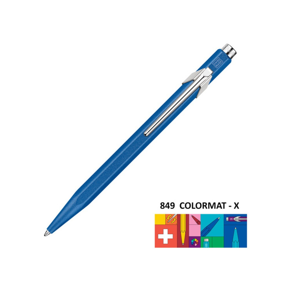 849 Colormat-X ballpoint pen with case - Caran d'Ache - Blue