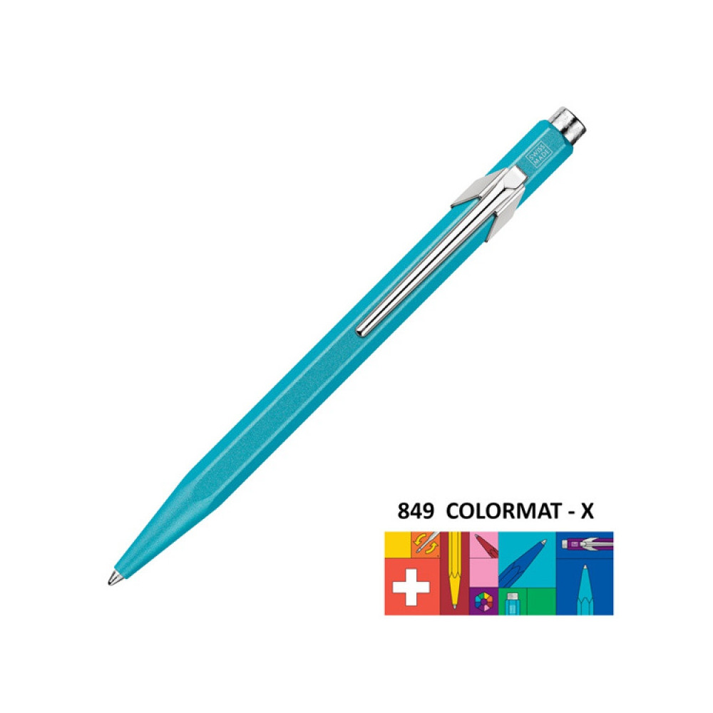 849 Colormat-X ballpoint pen with case - Caran d'Ache - Turquoise