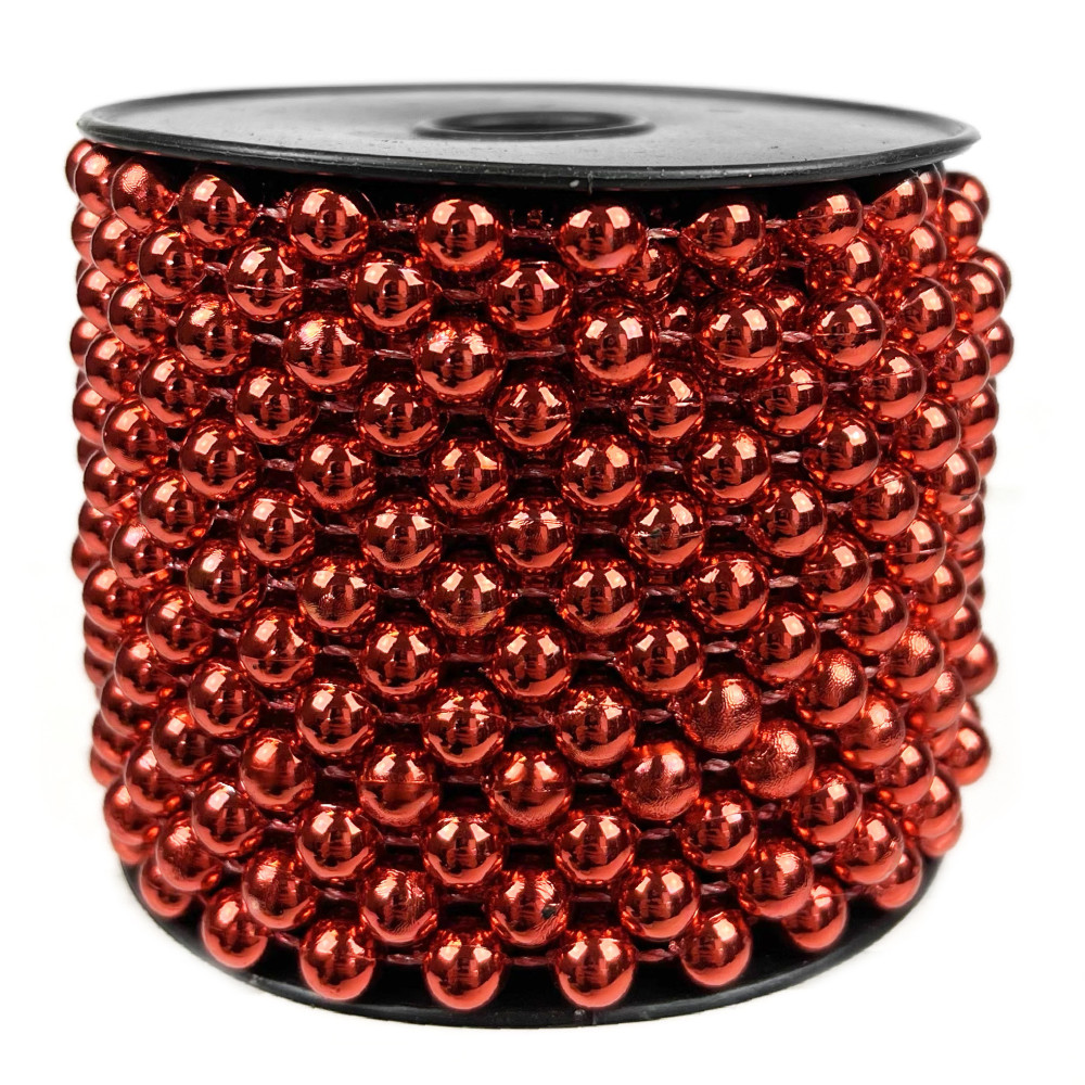 Christmas tree bead chain - red 8 mm x 10 m