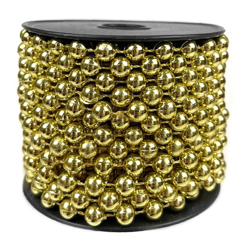Christmas tree bead chain - gold 8 mm x 10 m