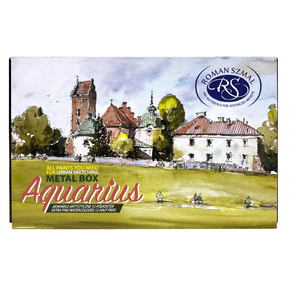 Set of Aquarius watercolor paints, Urban Sketchers - Roman Szmal - 12 colors