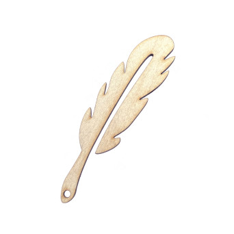 Drewniana zawieszka - Simply Crafting - piórko obłe, 10 cm