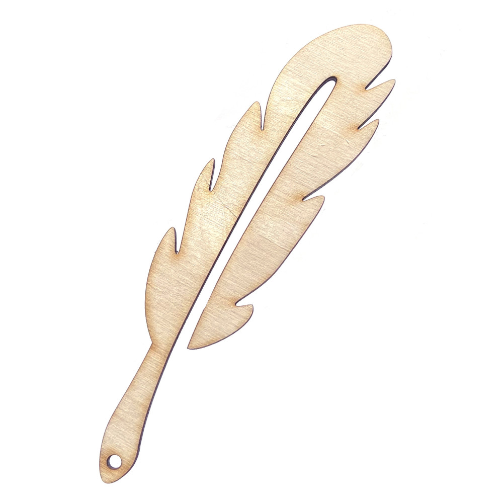 Drewniana zawieszka - Simply Crafting - piórko obłe, 13 cm
