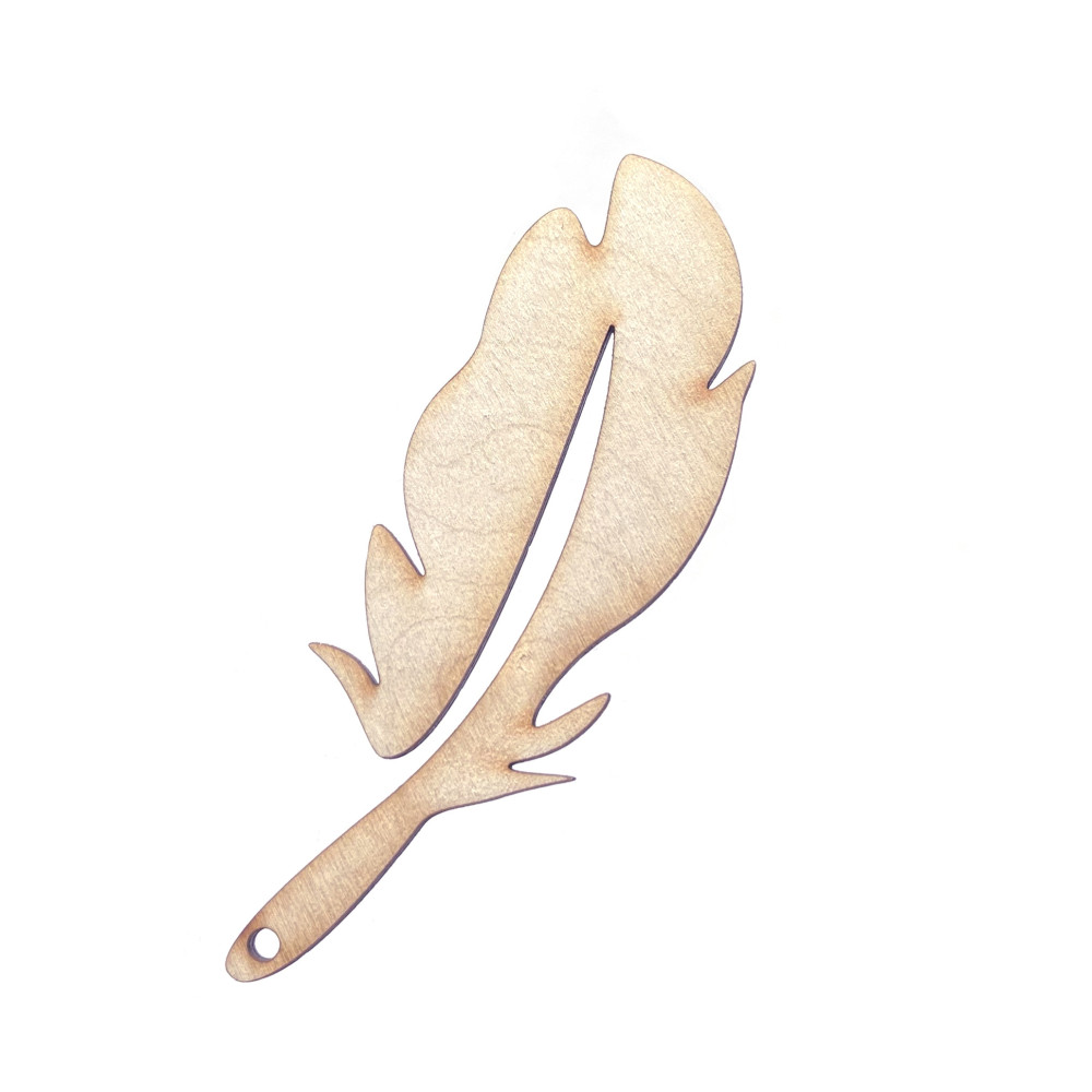 Wooden angular feather pendant - Simply Crafting - 10 cm