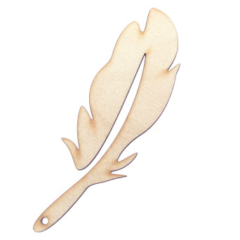 Drewniana zawieszka - Simply Crafting - piórko kanciaste, 13 cm