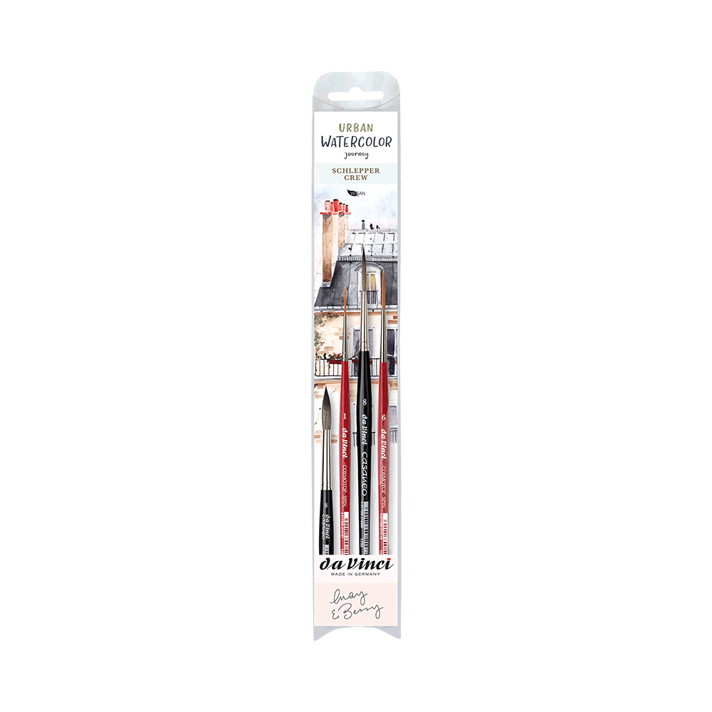 Set of synthetic brushes, Urban Watercolor Journey - Da Vinci - 4 pcs.