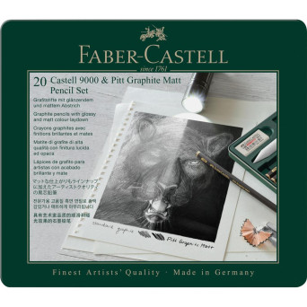 Pitt Graphite Matt & Castell 9000 pencils in metal tin - Faber-Castell - 20 pcs