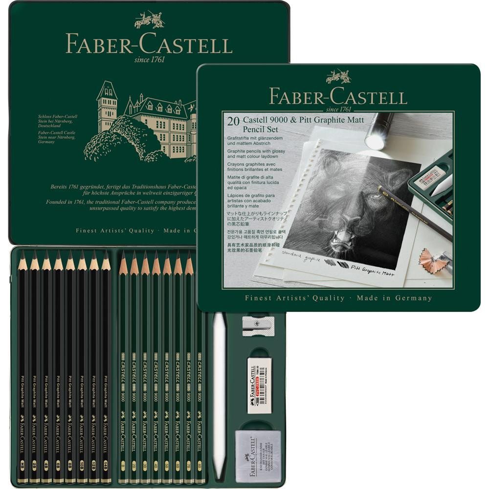 Zestaw ołówków Pitt Graphite Matt & Castell 9000 - Faber-Castell - 20 szt.