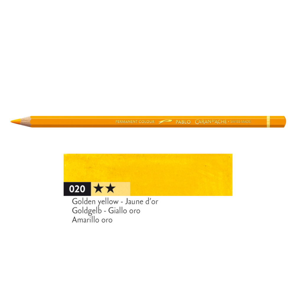 Pablo colored pencil - Caran d'Ache - 020, Golden Yellow