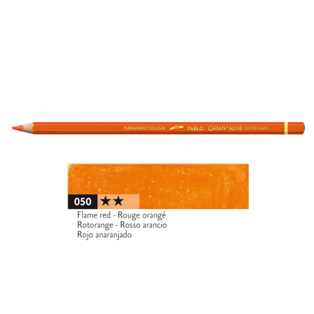 Pablo colored pencil - Caran d'Ache - 050, Flame Red
