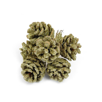 Decorative cones with glitter - gold, 4 cm, 6 pcs.