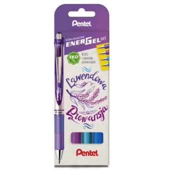 Zestaw piór kulkowych EnerGel - Pentel - Lawendowa Prowansja, 0,7 mm, 4 szt.