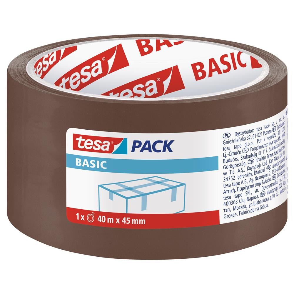 Taśma pakowa Tesa Basic - Tesa - brązowa, 45 mm x 40 m