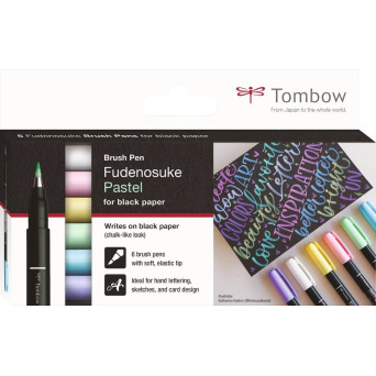 Zestaw pisaków do kaligrafii Fudenosuke Brush Pen Pastel - Tombow - 6 kolorów