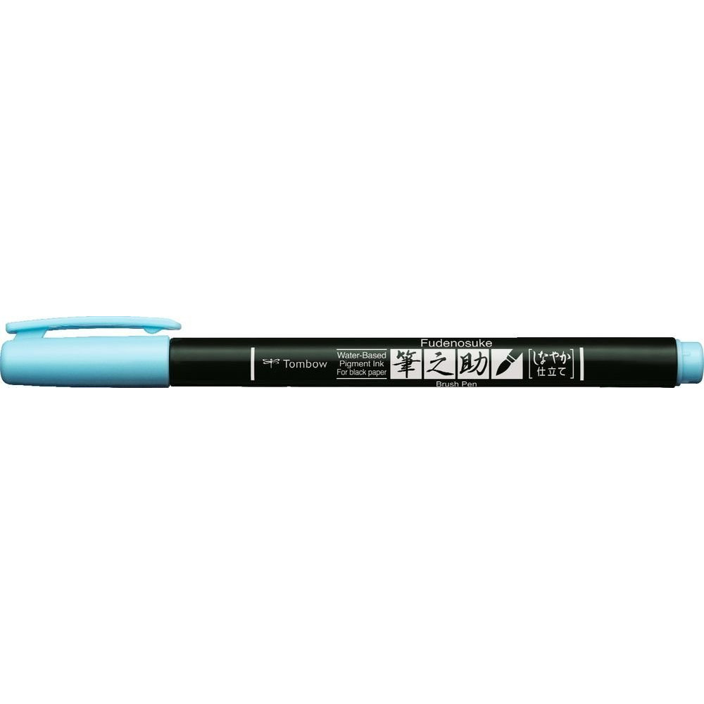 Pisak do kaligrafii Fudenosuke Brush Pen, Pastel - Tombow - Light Blue