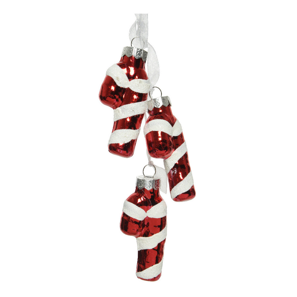 Bombki szklane, Laski cukrowe - 2,5 cm x 1,5 cm x 5,5 cm, 3 szt.