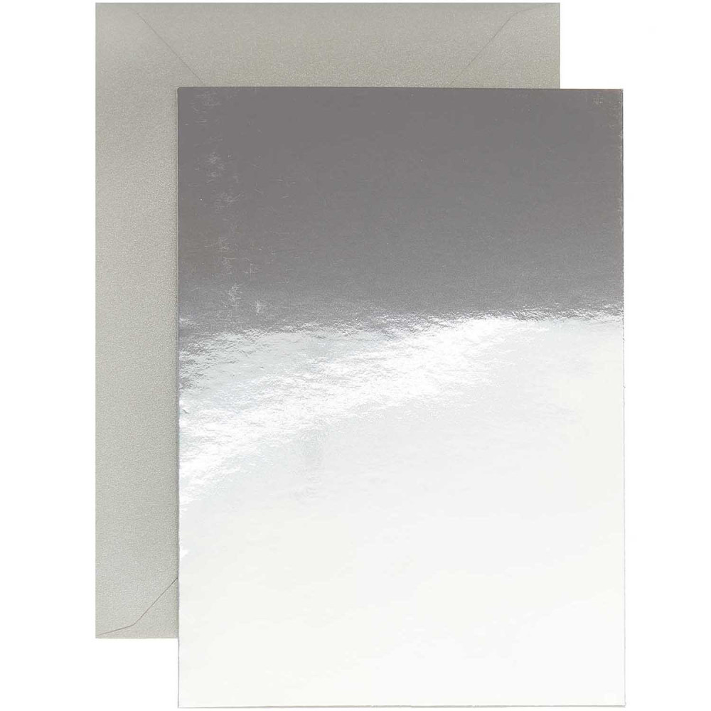 Set of folded cards and envelopes - Paper Poetry - Mirror Silver, B6, 10 pcs.