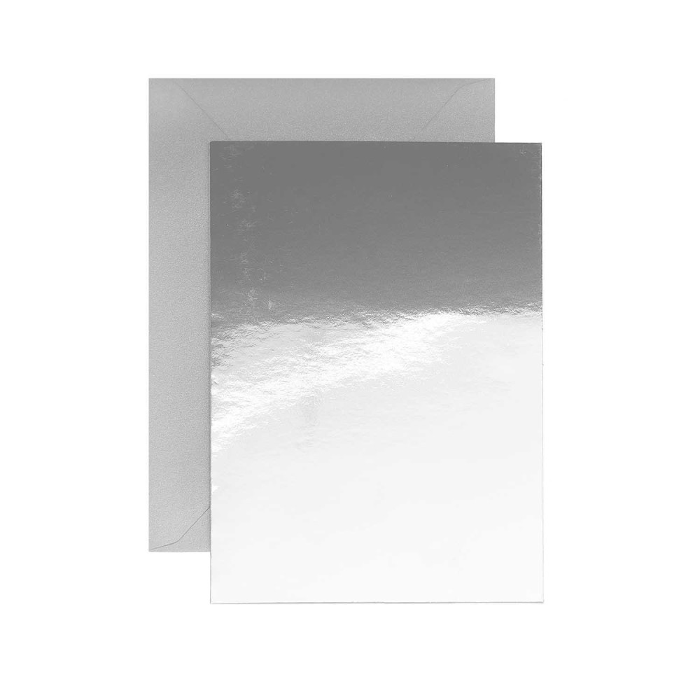 Set of folded cards and envelopes - Paper Poetry - Mirror Silver, A7, C7, 10 pcs.