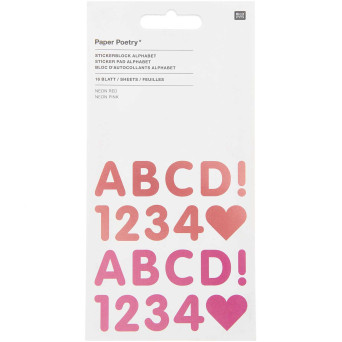 Naklejki papierowe, Alfabet - Paper Poetry - Neon, 16 arkuszy