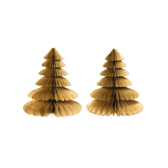 Paper honeycomb baubles, Christmas tree - Rico Design - gold, 20 cm, 2 pcs.