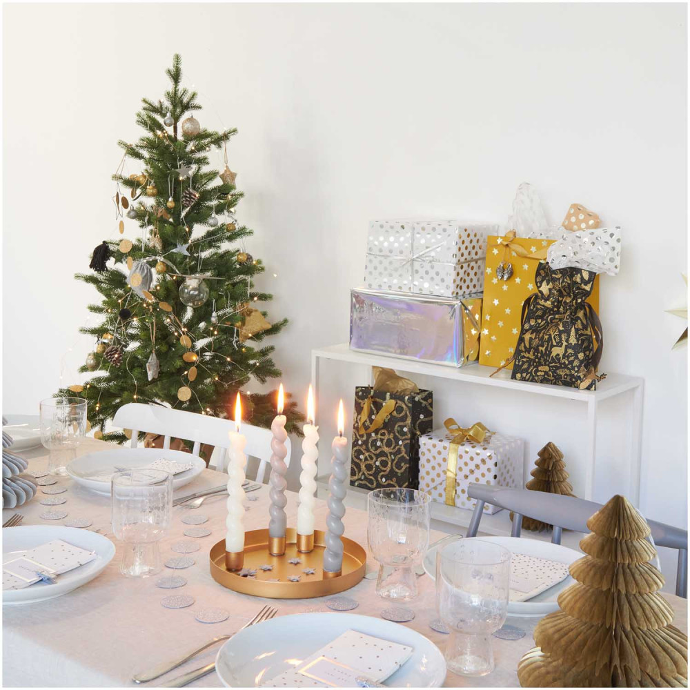 Paper honeycomb baubles, Christmas tree - Rico Design - gold, 20 cm, 2 pcs.