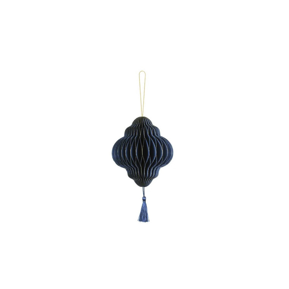 Paper honeycomb bauble, Lantern - navy blue, 13,2 x 15 cm