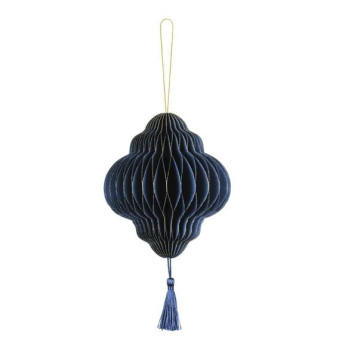 Paper honeycomb bauble, Lantern - navy blue, 13,2 x 15 cm