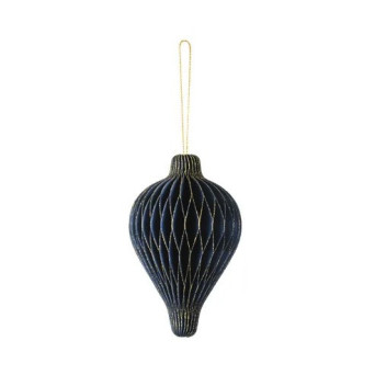Bombka papierowa honeycomb, Kropelka - granatowa, 8 x 12 cm