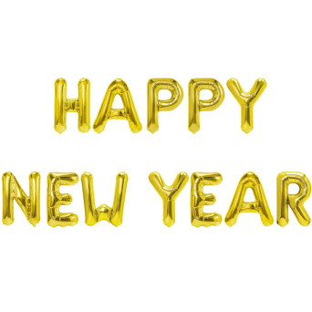 Foil balloons, Happy New Year - gold, 40 cm, 12 pcs.