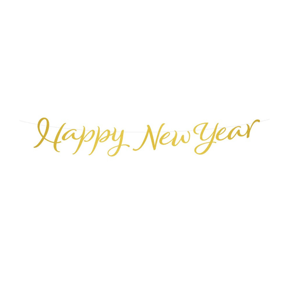 New Year Banner, Happy New Year - gold, 120 cm