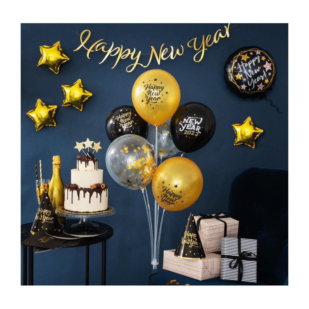 New Year Banner, Happy New Year - gold, 120 cm