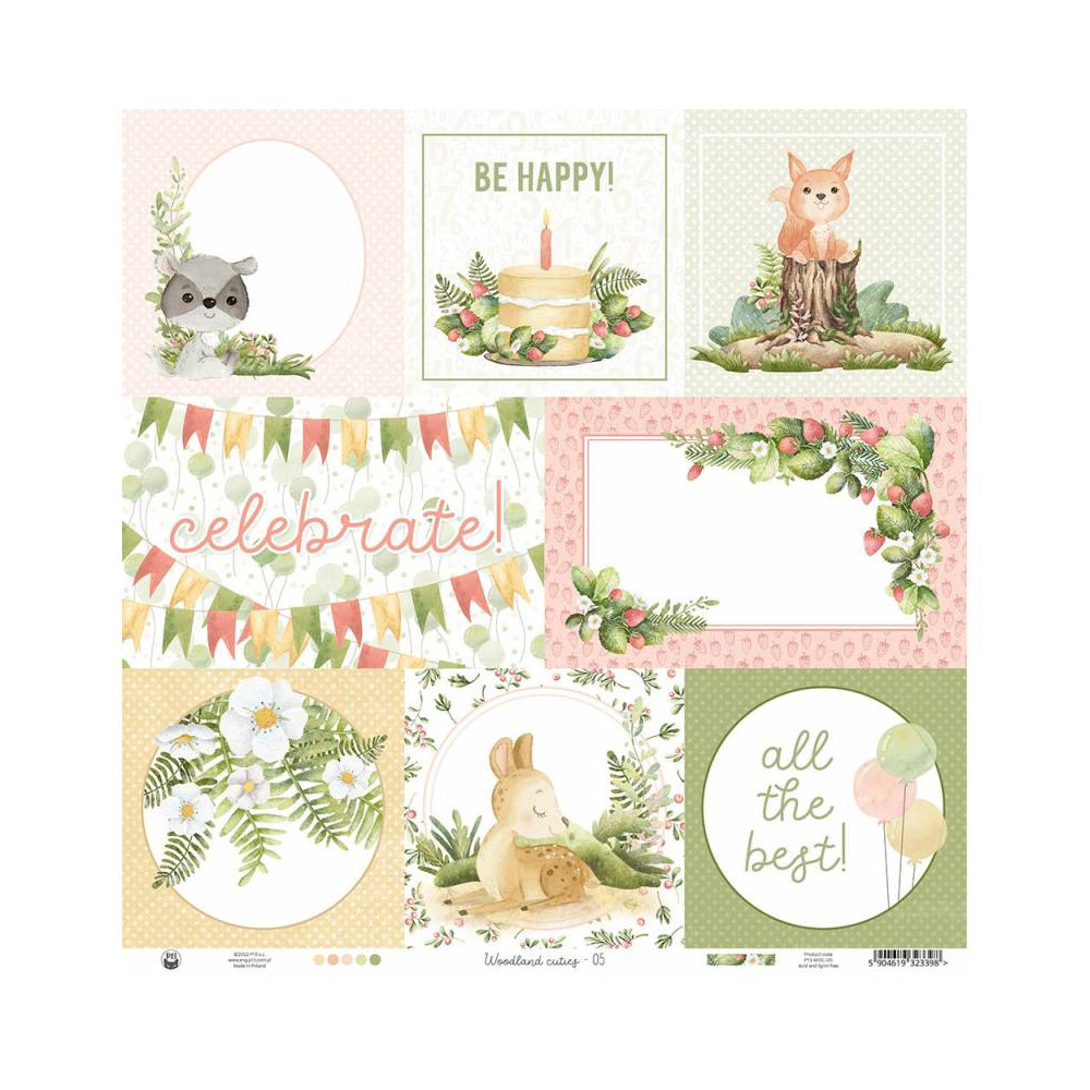 Scrapbooking paper 30,5 x 30,5 cm - Piątek Trzynastego - Woodland cuties 05