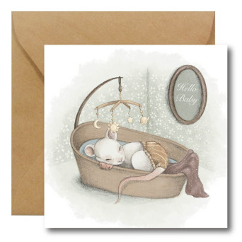 Greeting card - Hi Little - Hello Baby, 14,5 x 14,5 cm
