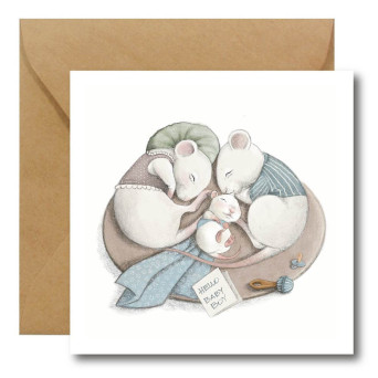 Greeting card - Hi Little - Hello Baby Boy, 14,5 x 14,5 cm