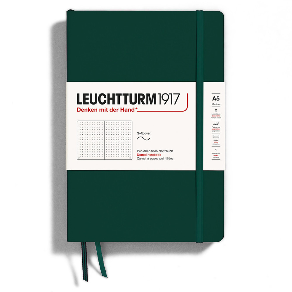 Notatnik A5 - Leuchtturm1917 - w kropki, miękka okładka, Forest Green, 80 g/m2