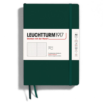 Notatnik A5 - Leuchtturm1917 - w kropki, miękka okładka, Forest Green, 80 g/m2