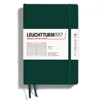 Notatnik A5 - Leuchtturm1917 - w linie, miękka okładka, Forest Green, 80 g/m2