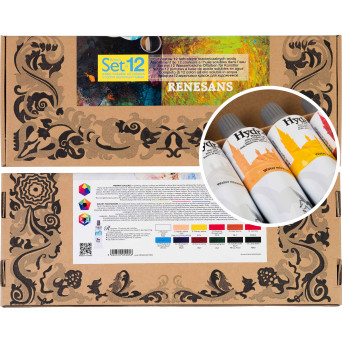 Set of Hydr-Oil water mixable oil paints - Renesans - 12 colors x 60 ml