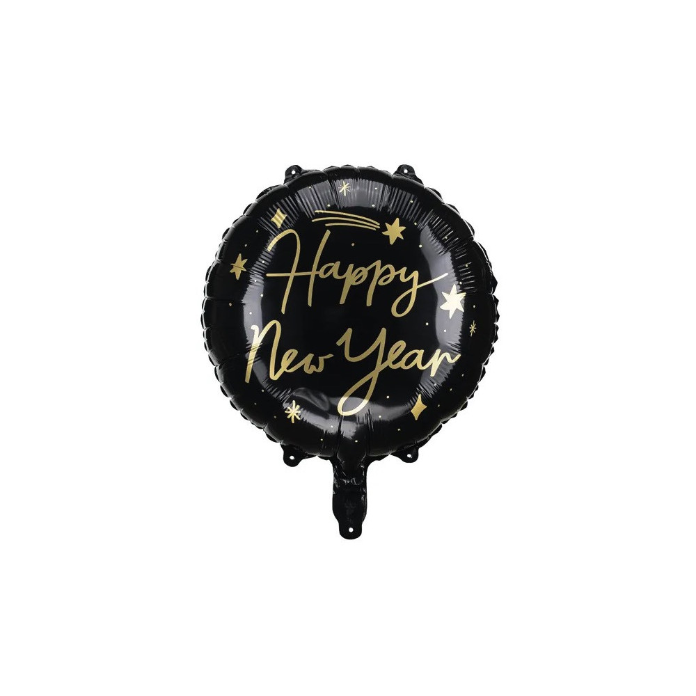 Foil balloon, Happy New Year - black, 45 cm