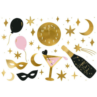 New Year's Eve temporary tattoos - 10 pcs.