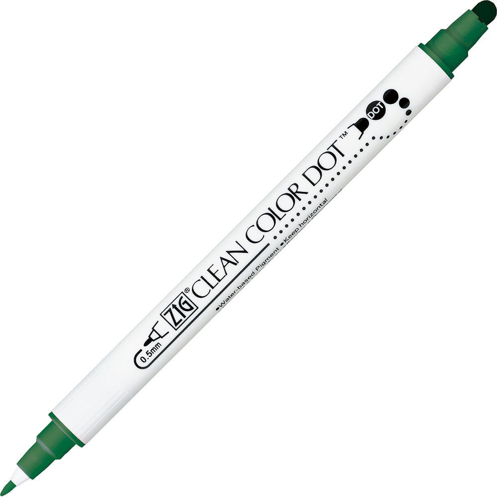 Pisak dwustronny Zig Clean Color Dot - Kuretake - Green