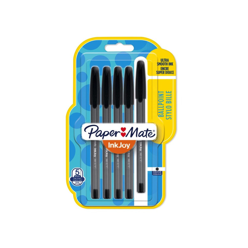 Set of InkJoy 100 ballpoint pens - Paper Mate - black, 0,7 mm, 5 pcs.