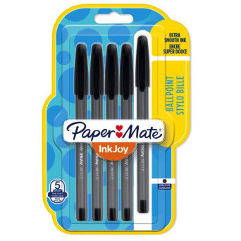 Set of InkJoy 100 ballpoint pens - Paper Mate - black, 0,7 mm, 5 pcs.