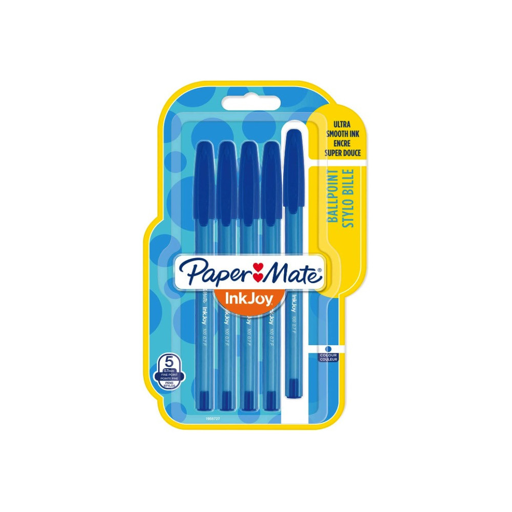 Set of InkJoy 100 ballpoint pens - Paper Mate - Blue, 0,7 mm, 5 pcs.