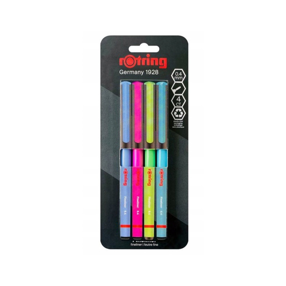 Zestaw cienkopisów - Rotring - 0,4 mm, 4 kolory