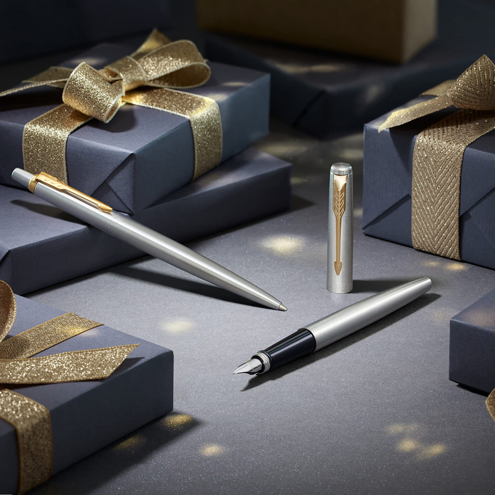 Fountain pen and ballpoint pen Jotter Duo with gift box - Parker - Stainless Steel GT