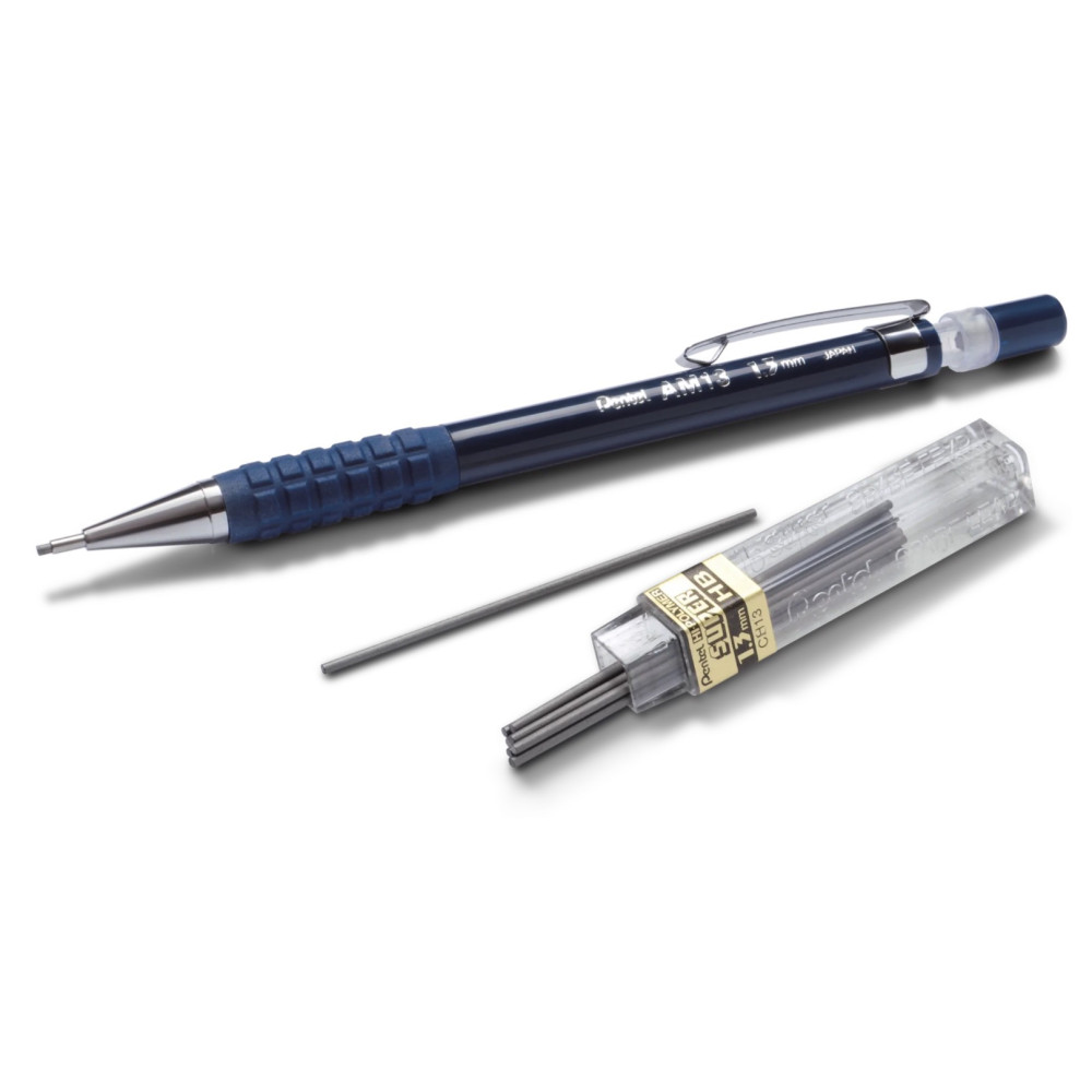 Ołówek automatyczny AM13 z grafitami - Pentel - czarny, 1,3 mm, HB