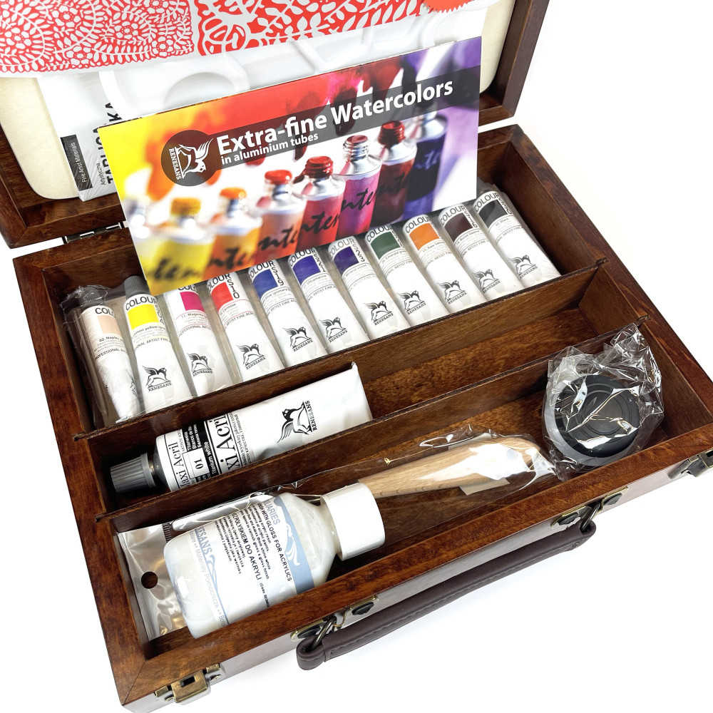 Set of Colours acrylic paints in wooden box - Renesans - 12 x 20 ml